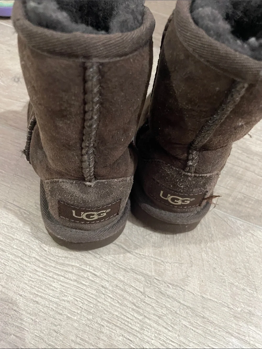 UGG Kids Short Shearling-Lined Boots in Dark Brown